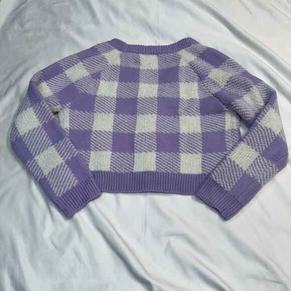 Willow & Wind Purple Plaid Cropped Cardigan Sweater Women’s Size Small - Picture 4 of 4